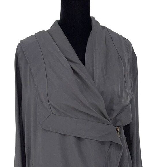 Express Womens Asymmetric Lightweight Oversized Hooded Jacket Gray‎ Small - Picture 2 of 5